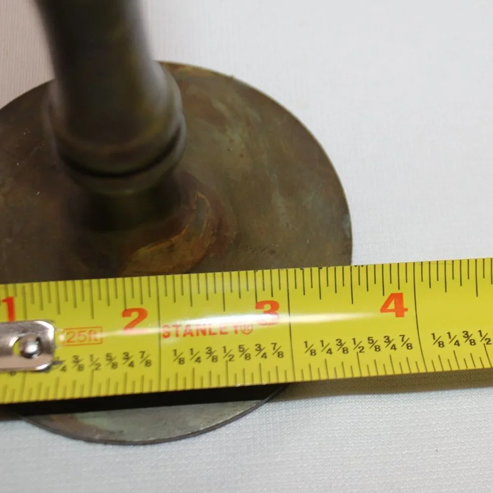 Brass Taper Candlestick w/Patina and Teardrop Pearls